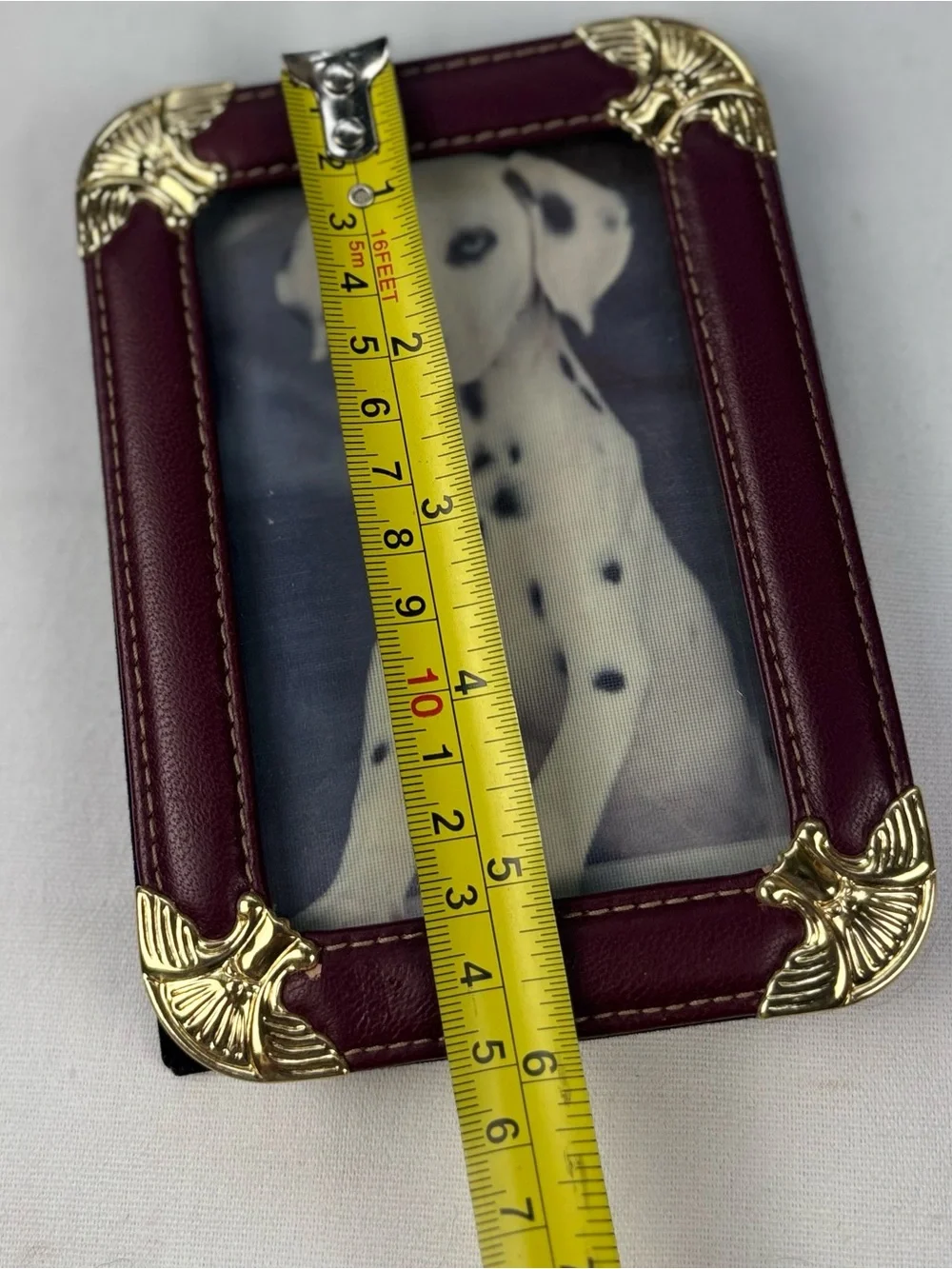 Vintage Loui Michel Cie Burgundy Leatherette Photo Frame with Gold Corners 3 x 5